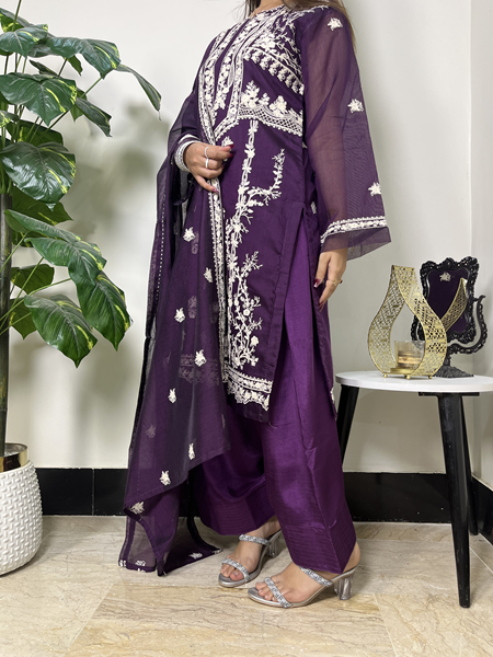 A1- Musk embroiderd khadi net dress - Image 5